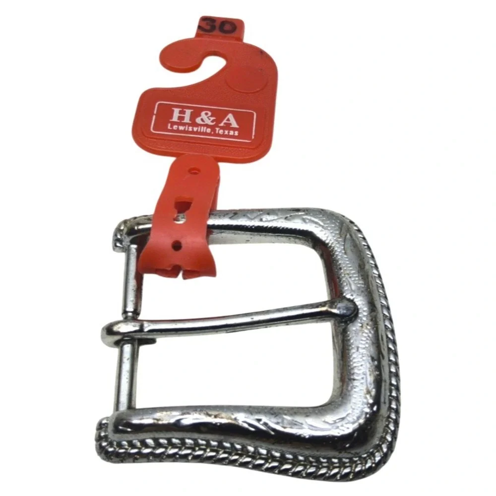 H & A Western Belt Buckle German Silver Tone Cowboy‎ Cowgirl, NWT